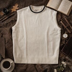 Academia Cottagecore Women's Sweater Vest Crew Neck Cream Soft Goth Granola Girl